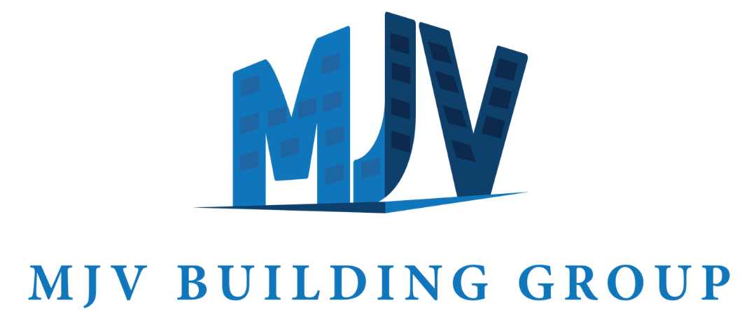 The blue MJV logo, designed to resemble a building, above the text 