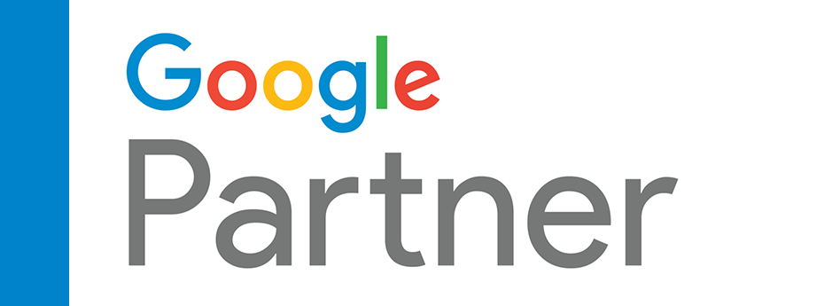 A google partner logo on a white background with a blue border.