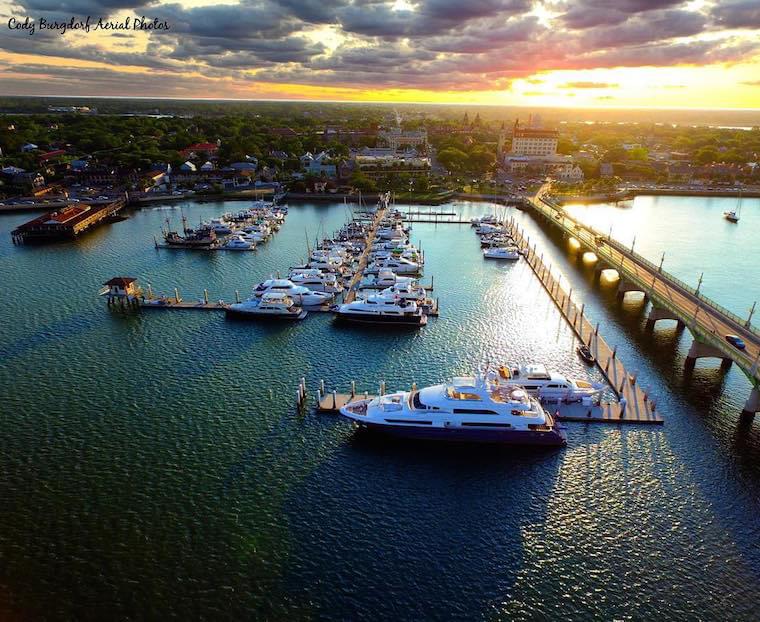 aerial image of marina
