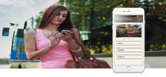 Lady home searching on mobile device