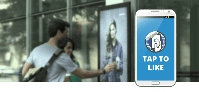 Mobile device tap to like Facebook marketing