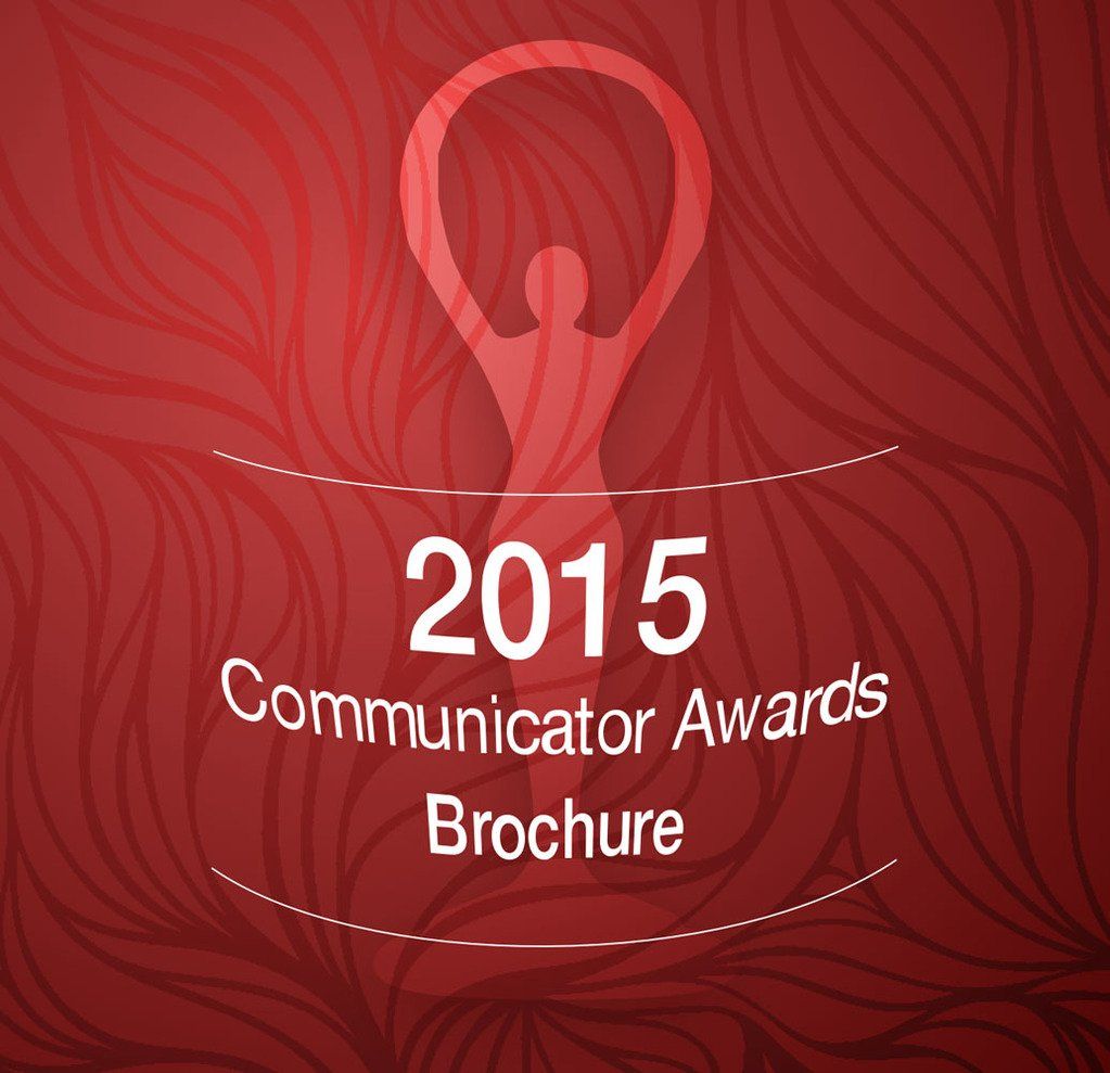 A red brochure for the 2015 communicator awards