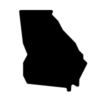 A black silhouette of the state of georgia on a white background.