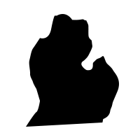 A black silhouette of a bear on a white background.