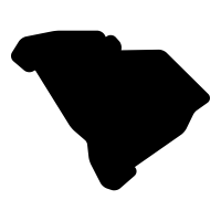 A black silhouette of the state of south carolina on a white background.