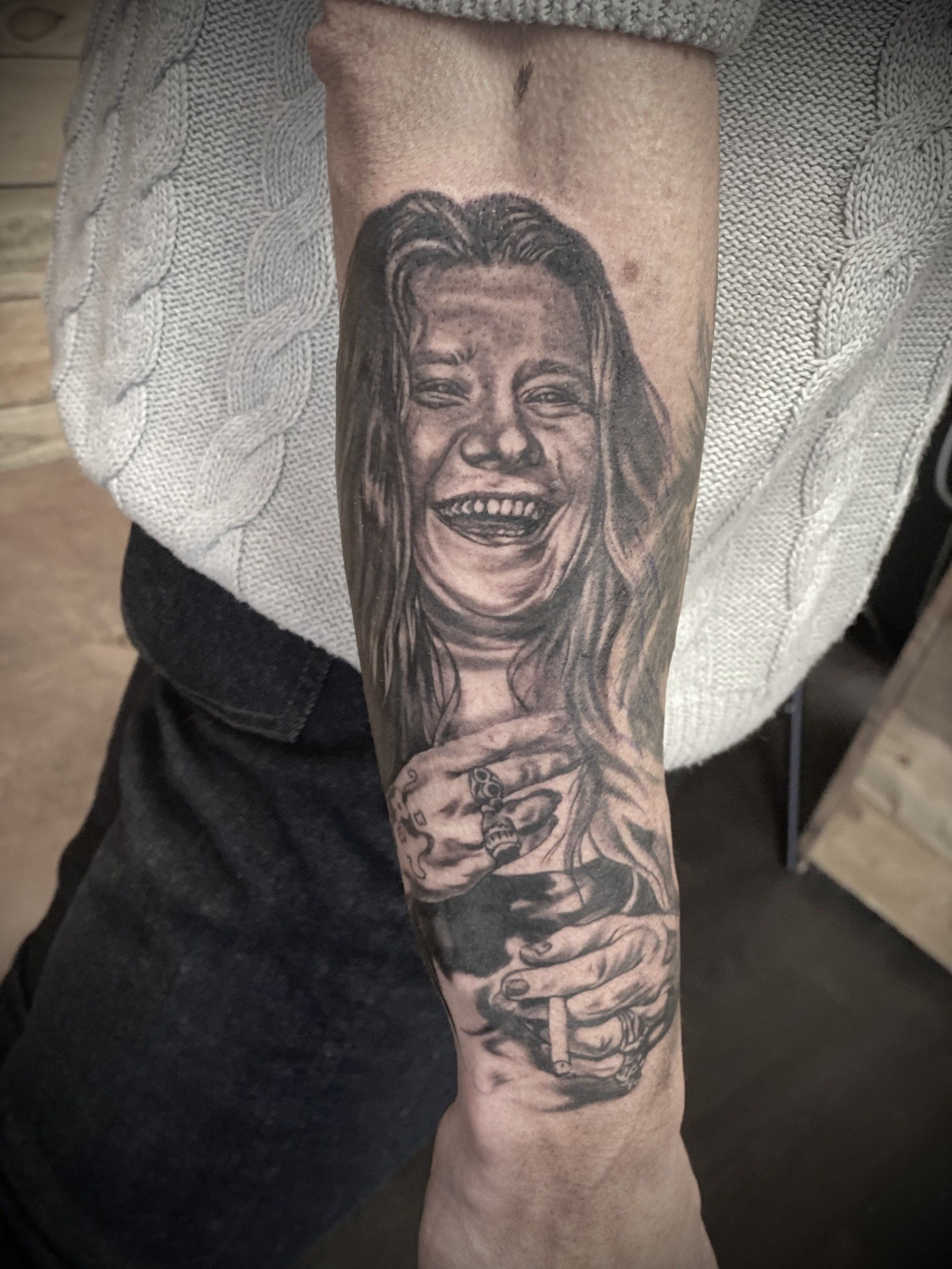 Portrait tattoo black and grey realism