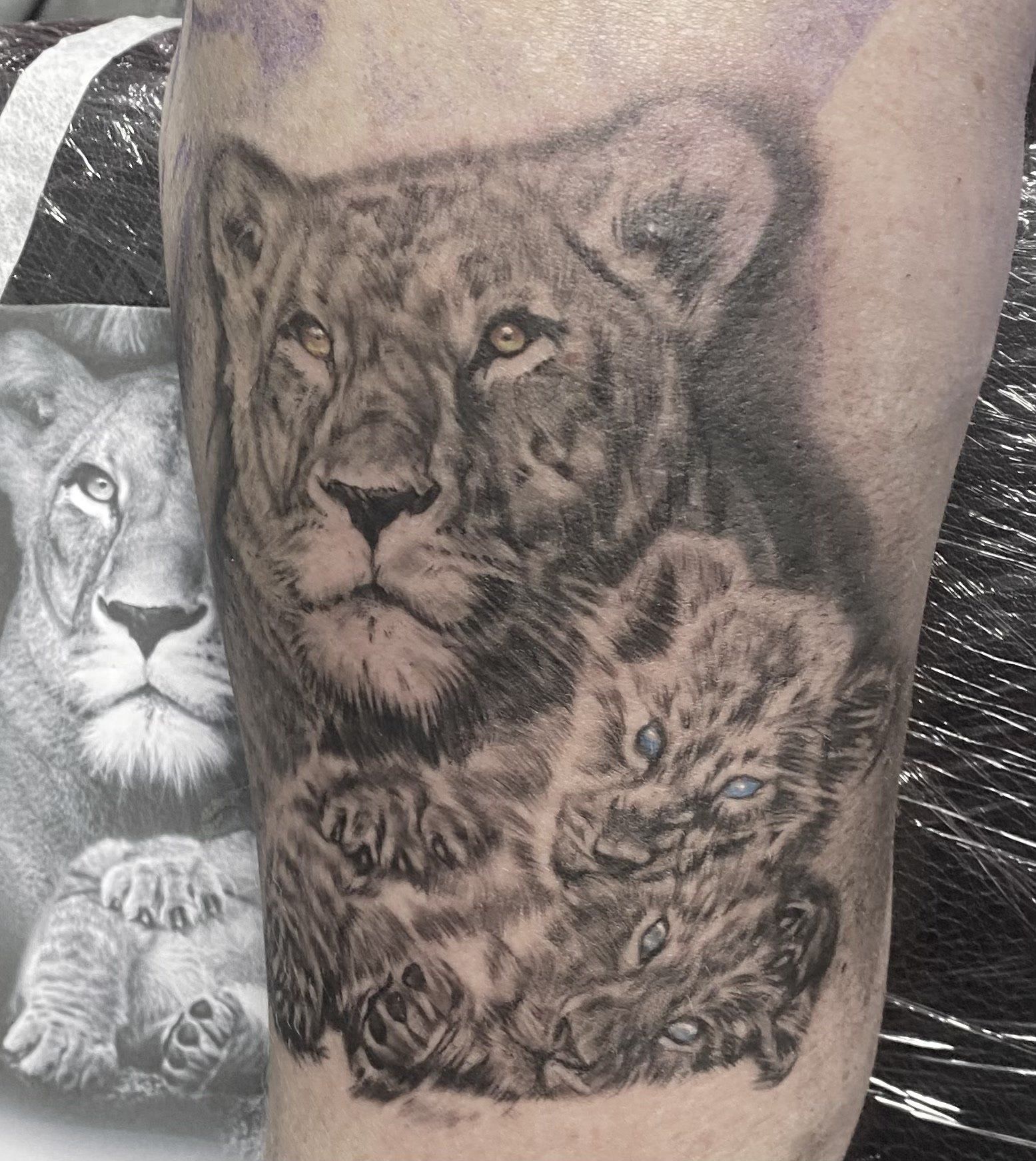 Lioness and cubs tattoo