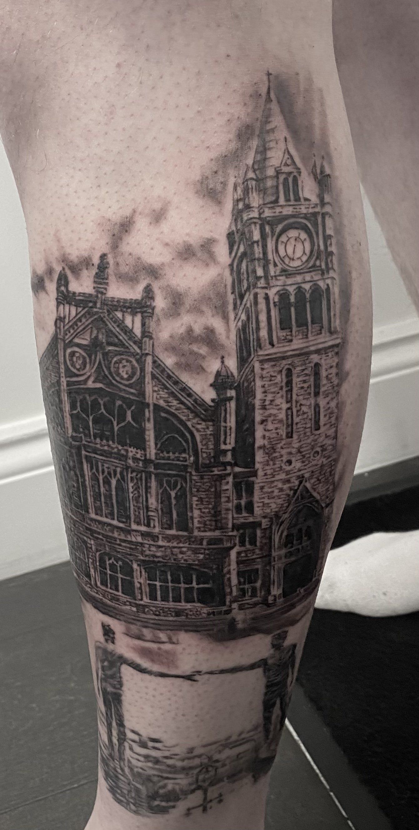 Church black and grey tattoo