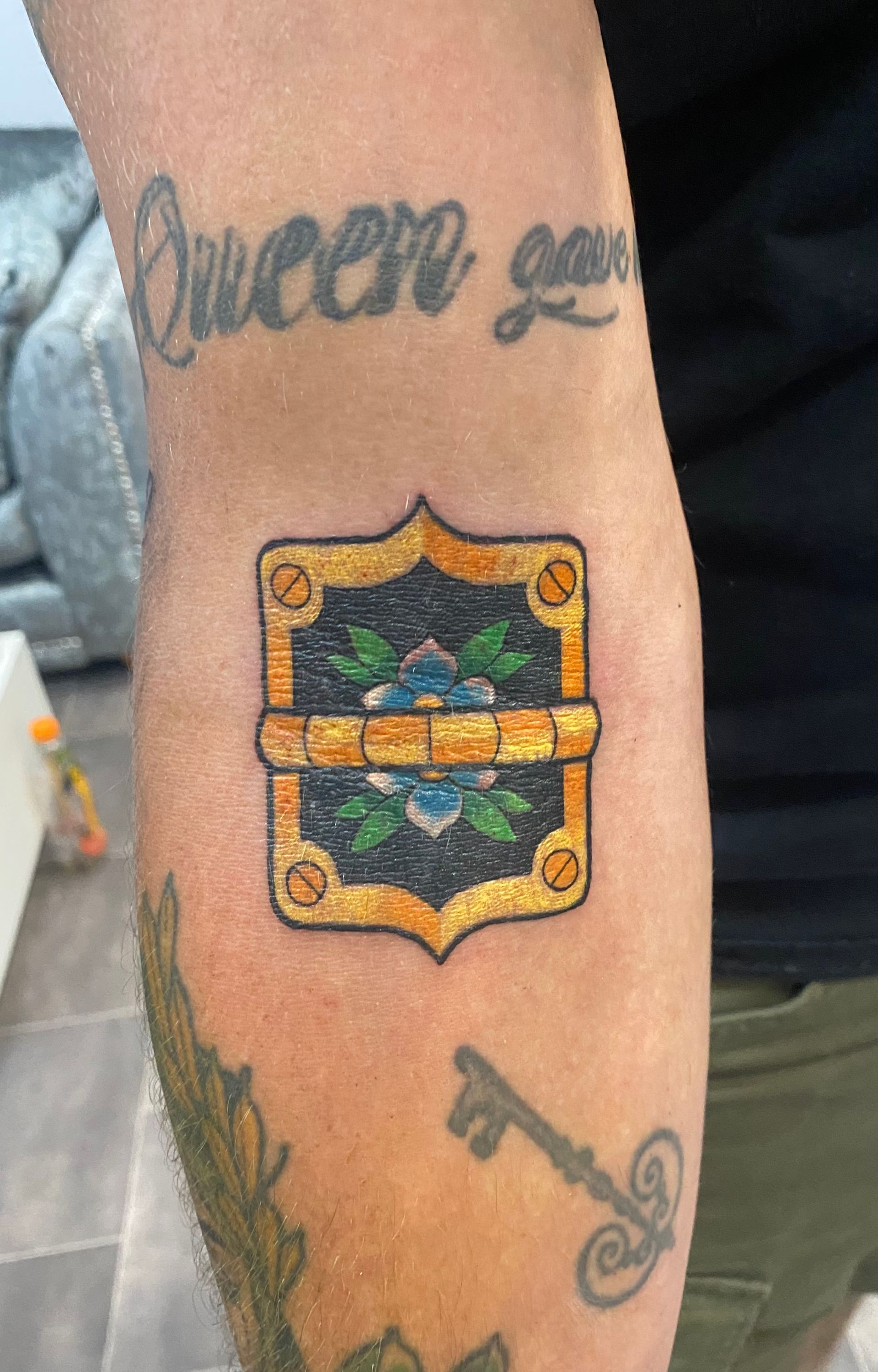 Traditional door lock tattoo