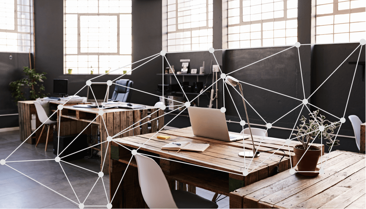 Office layout with geometric pattern