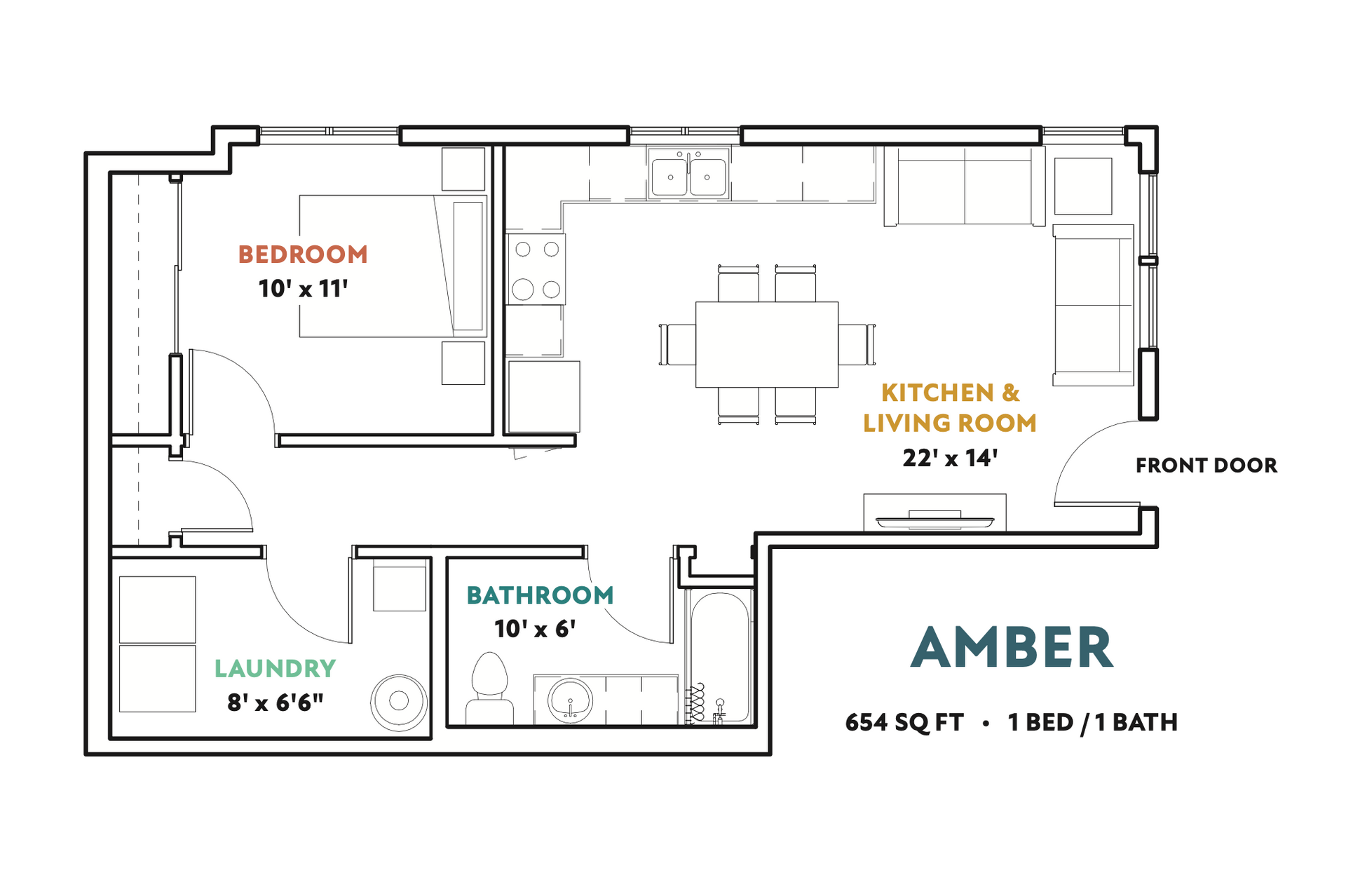 AMBER | 1 bed, 1 bath