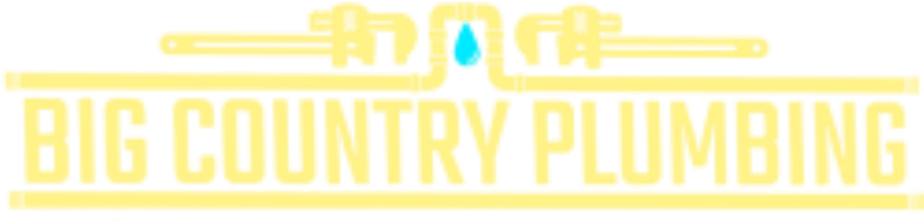 Big Country Plumbing logo in yellow, with a turquoise water droplet icon.