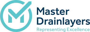 Logo of Master Drainlayers with a teal checkmark and the text 