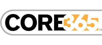 Logo of Core365 in black and gold within a grey and white rounded rectangle.
