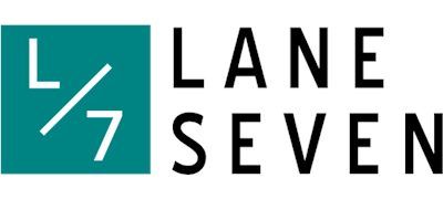 Logo of Lane Seven with teal square containing “L/7” and the words “LANE SEVEN” in black.