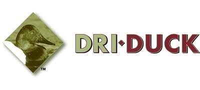 Logo for Dri-Duck, a brand of outdoor clothing. Features a diamond with a duck graphic and the brand name.