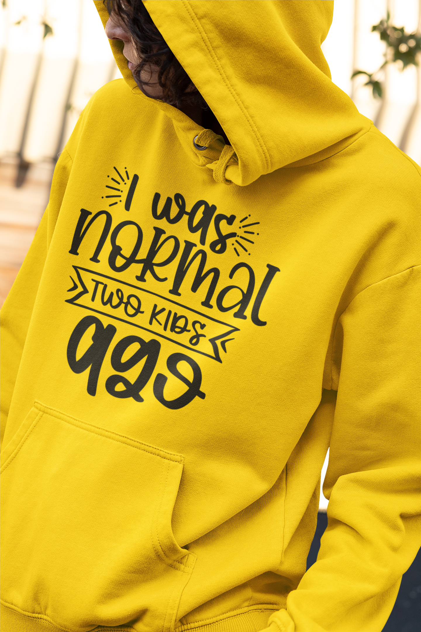 Yellow hoodie with 