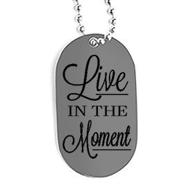 Gray dog tag necklace with
