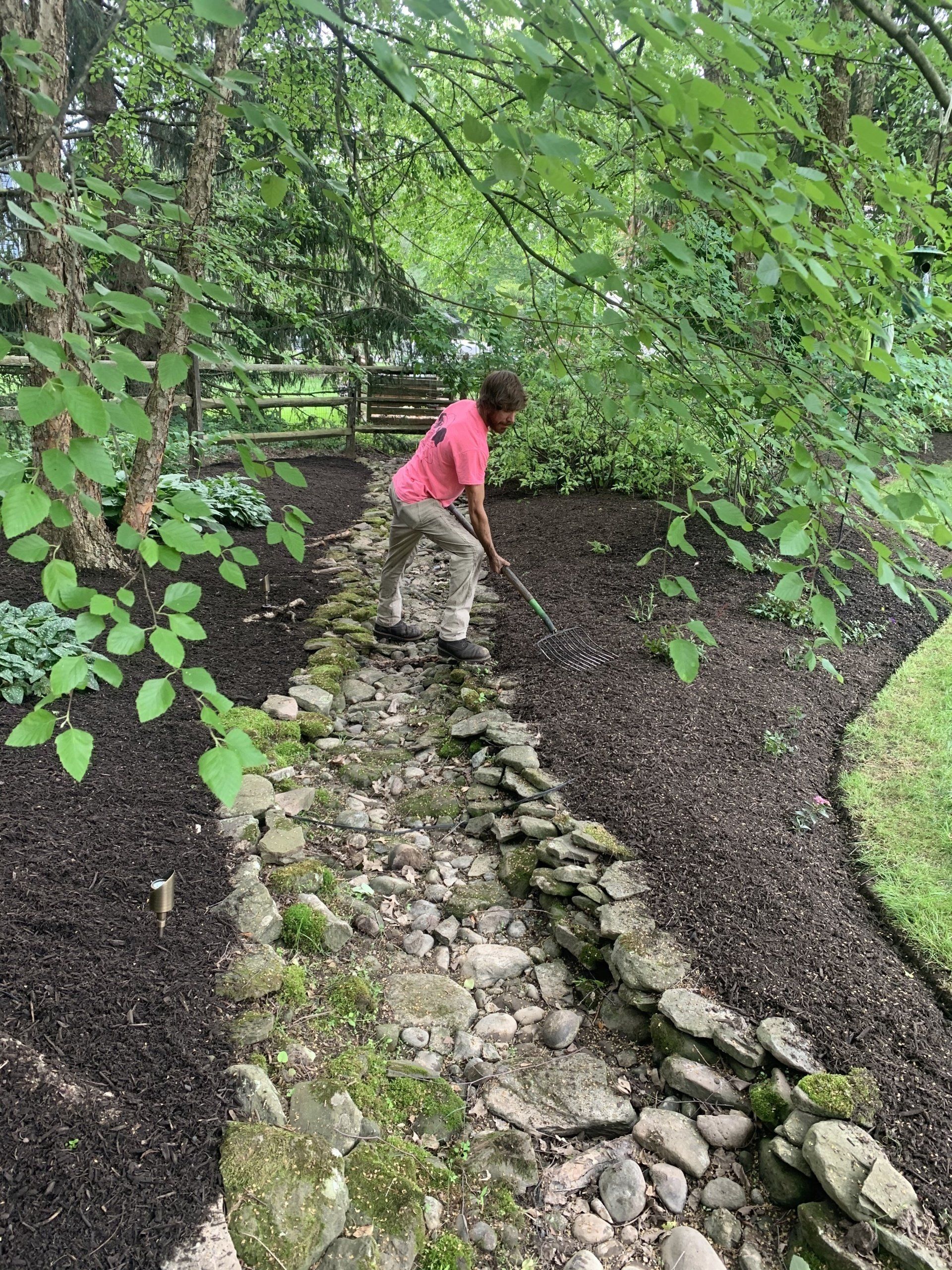 adding mulch to the landscape