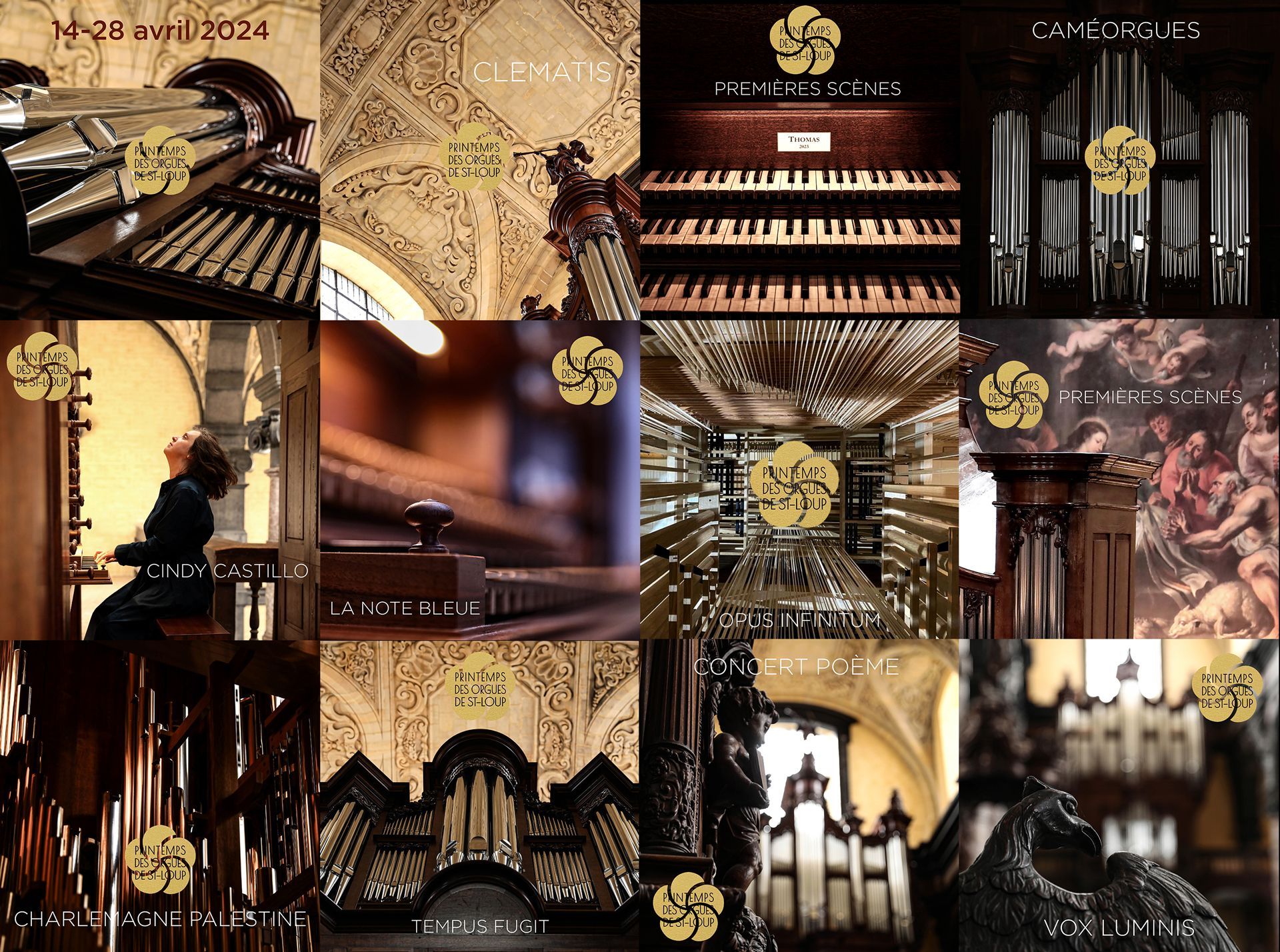 Image composite des différents concerts du Printemps des orgues de Saint-Loup