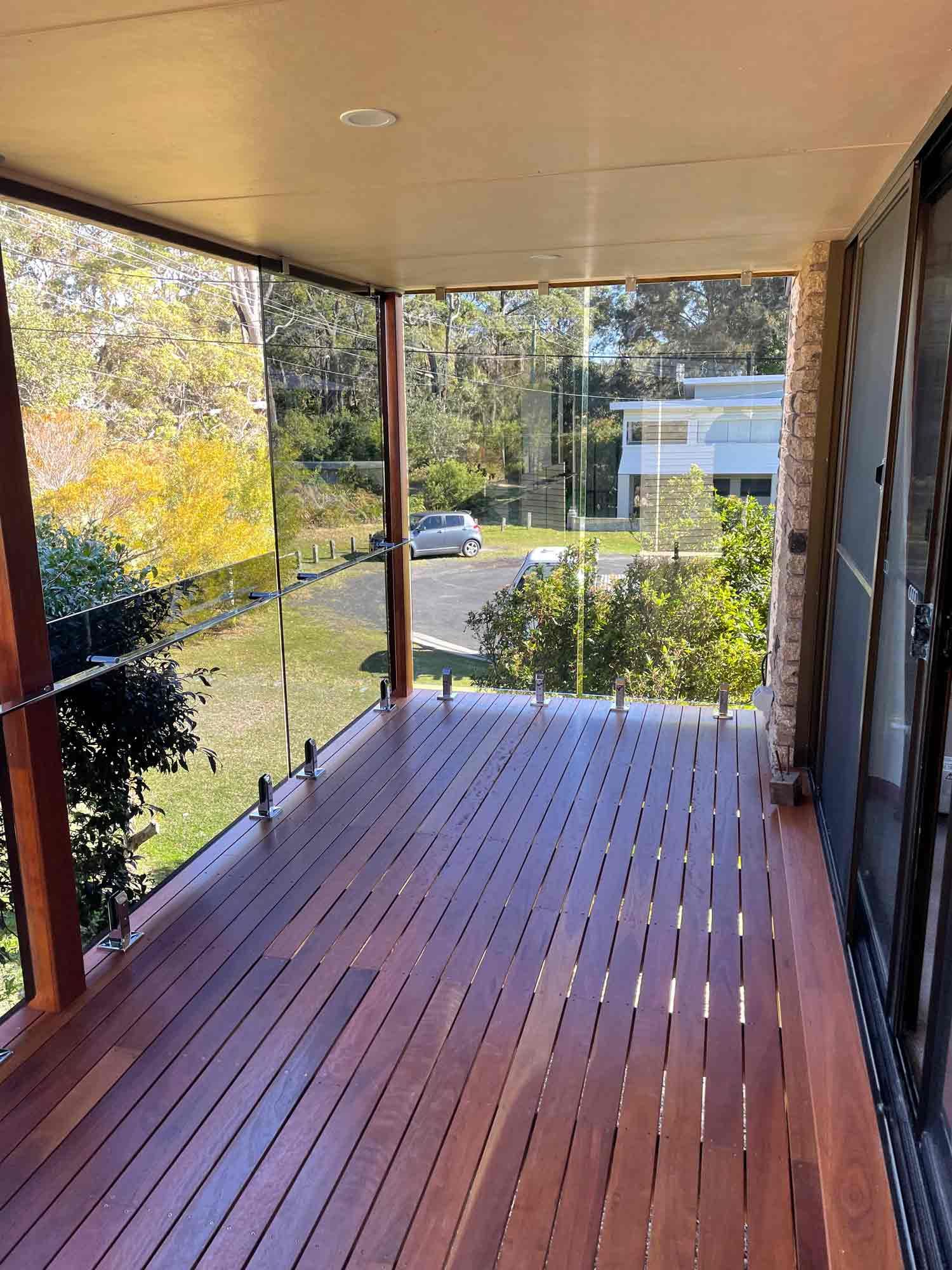 Balustrades in a Wood Style House — Glass Windows & Doors in Shoalhaven, NSW