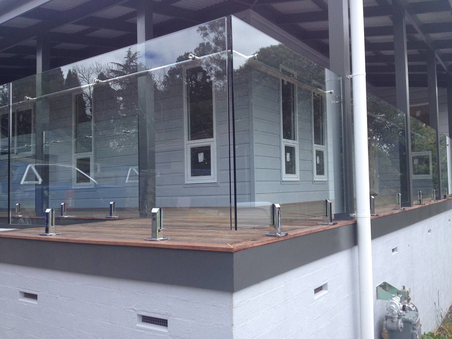 Balustrades Corner of a Patio — Glass Windows & Doors in Shoalhaven, NSW