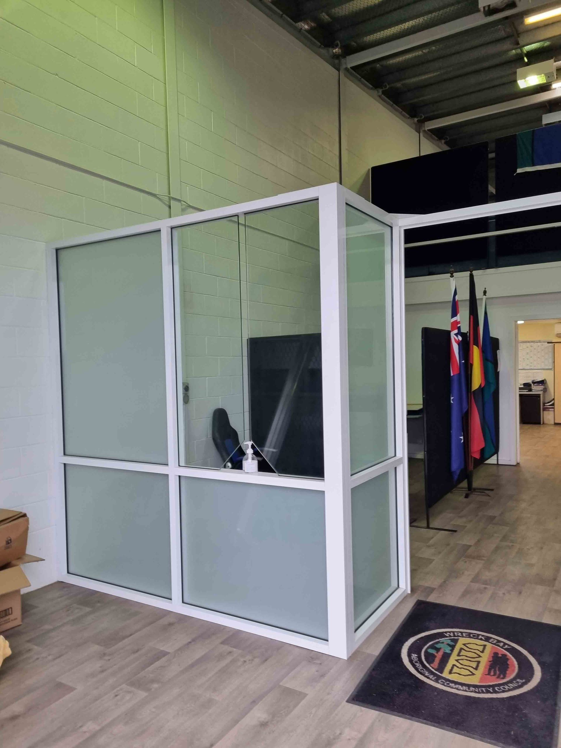 An Office Glass Partition with Privacy — Glass Windows & Doors in Shoalhaven, NSW
