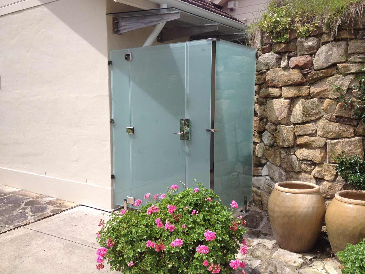 Outdoor Glass Shower Room — Glass Windows & Doors in Shoalhaven, NSW
