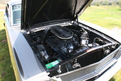 The hood of a car is open and the engine is visible