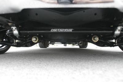 A close up of the underside of a car