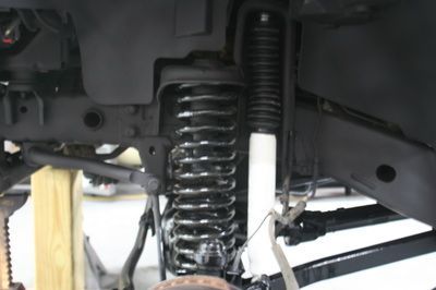 A close up of a shock absorber on a vehicle