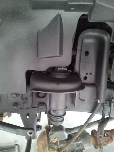 A close up of the underside of a vehicle