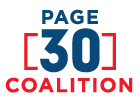 The page 30 coalition logo is blue , red , and white.