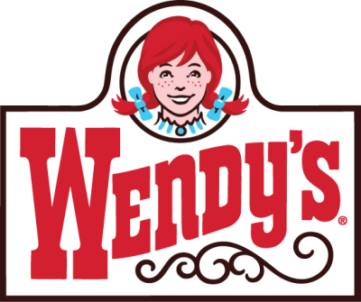 Wendy 's logo with wendy smiling in the center