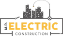 M.R. Electric Construction logo with city skyline, power line, and yellow &ldquo;ELECTRIC&rdquo; text