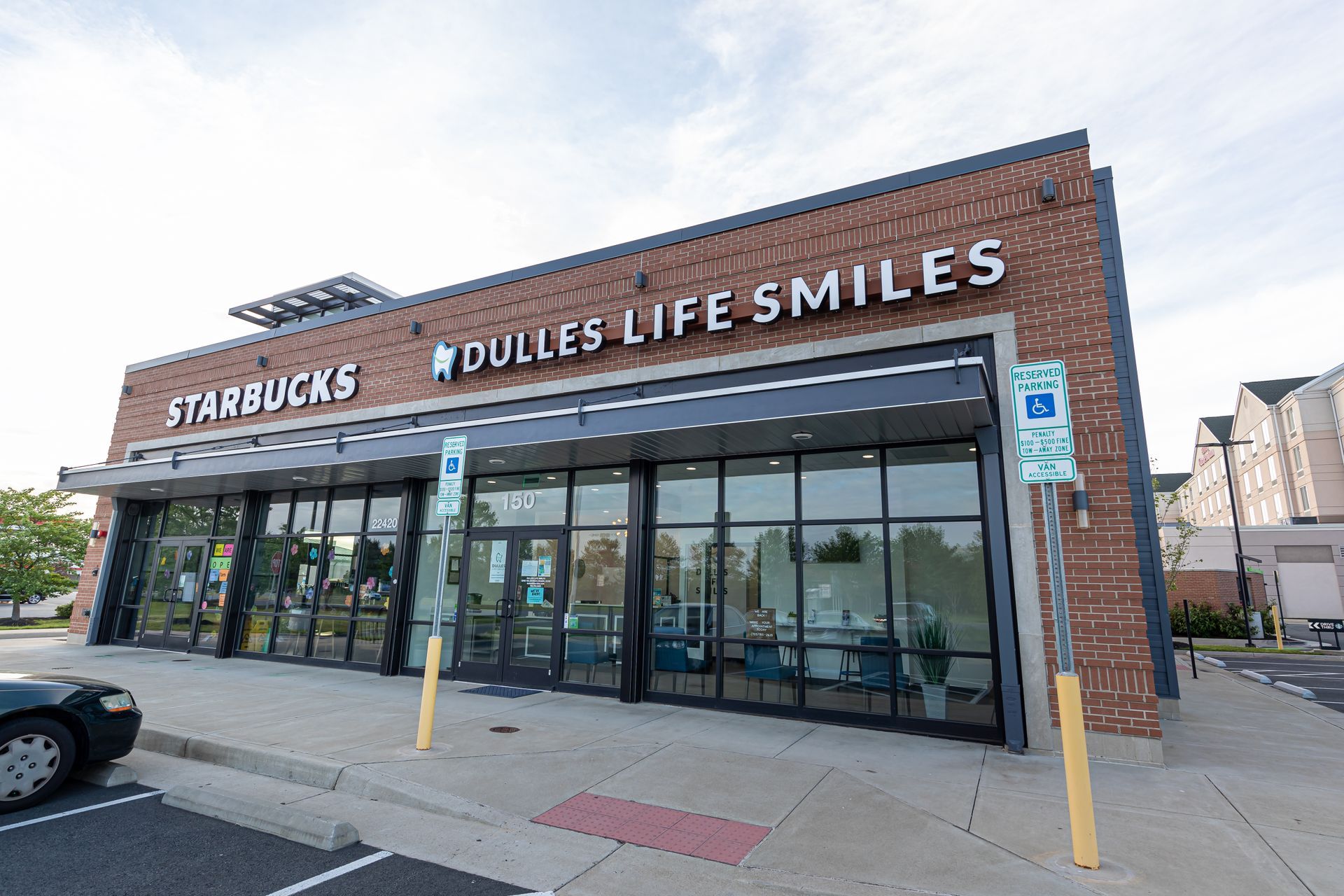 The Dulles Life Smiles dental office building front.