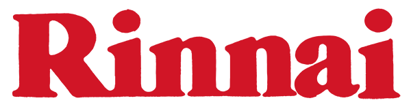 The word rinnai is written in red on a white background.