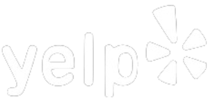 The yelp logo is drawn in black and white on a white background.