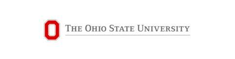 The logo for the ohio state university is red and white
