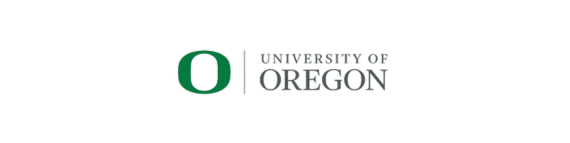 The logo for the university of oregon is green and white.