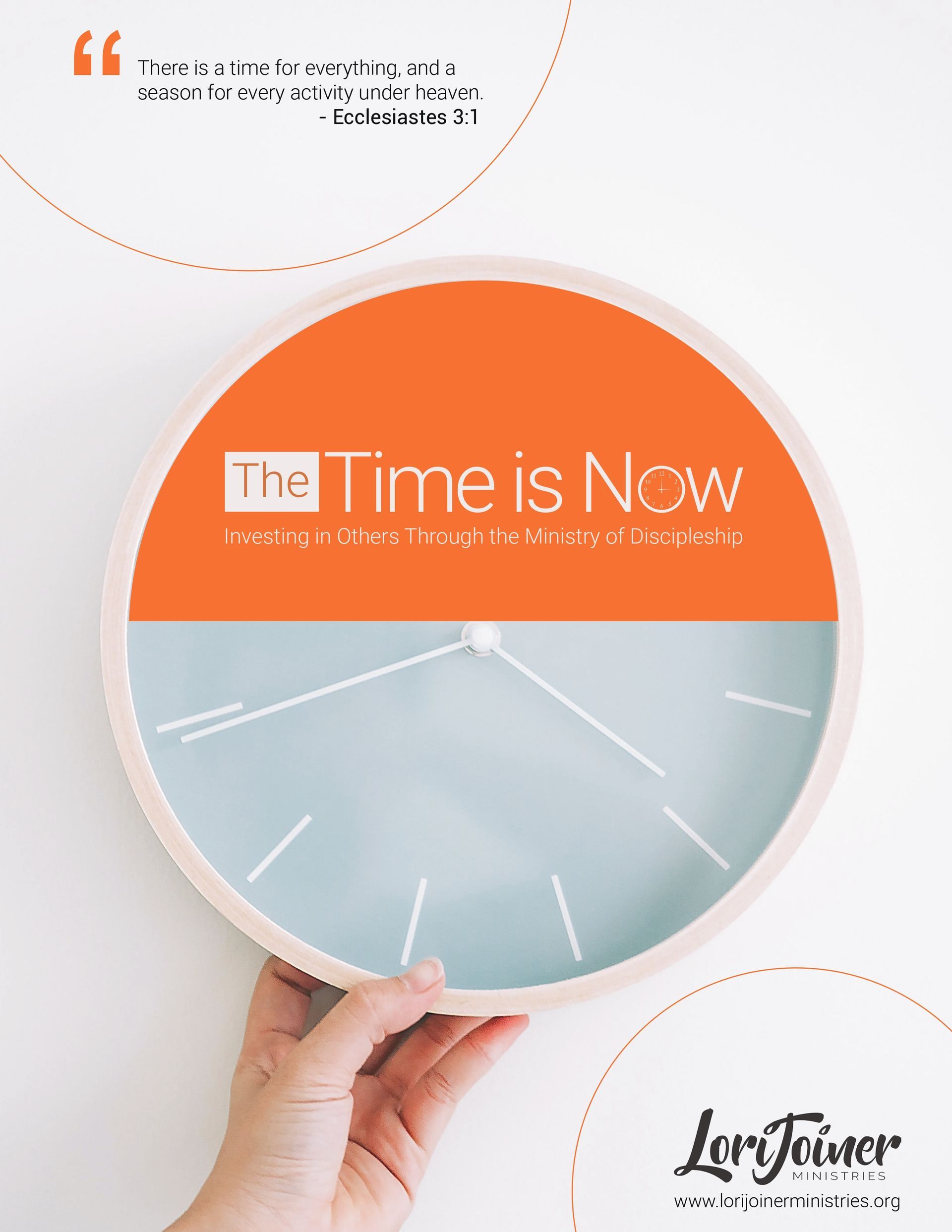 A person is holding a clock that says the time is now