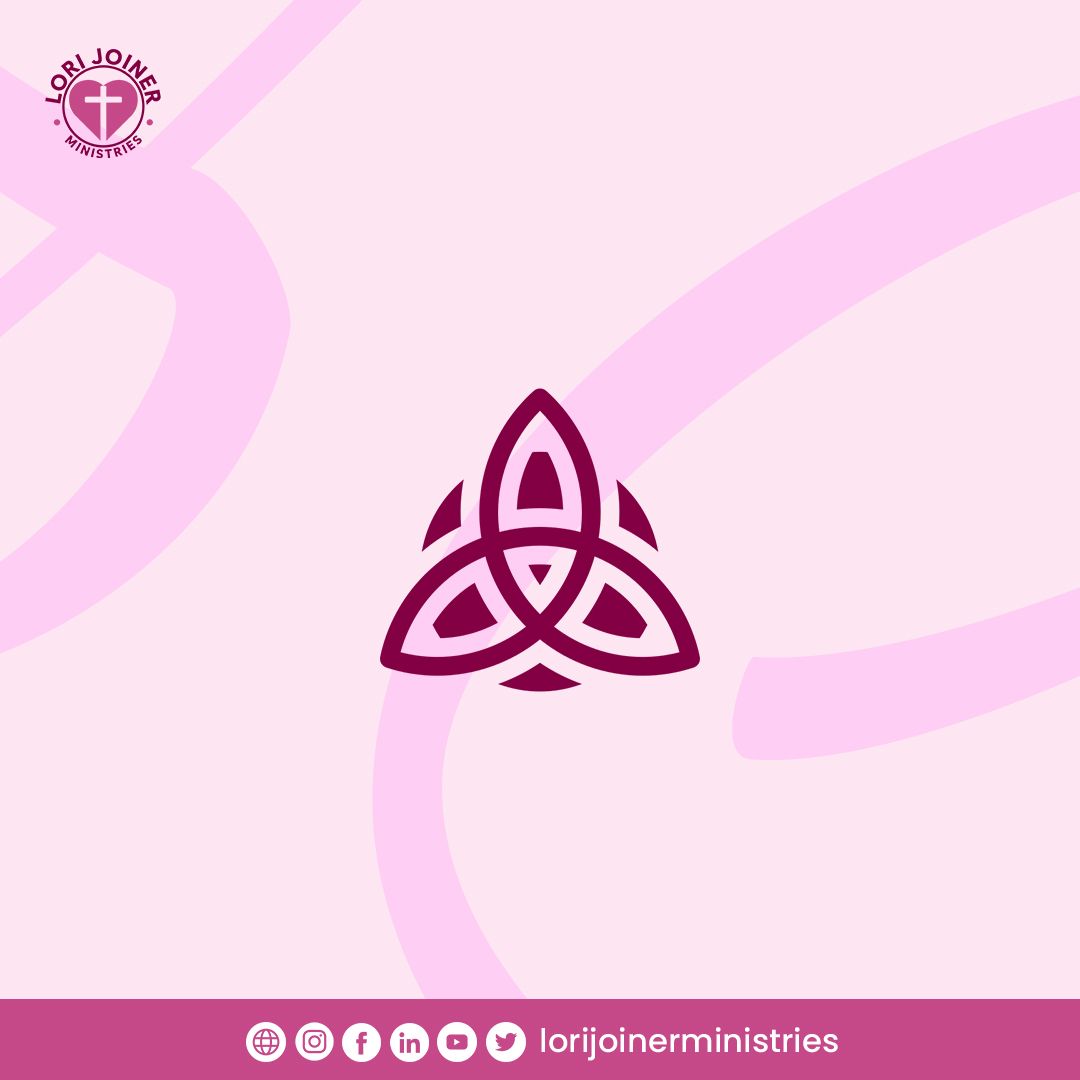 A purple celtic knot on a pink background.