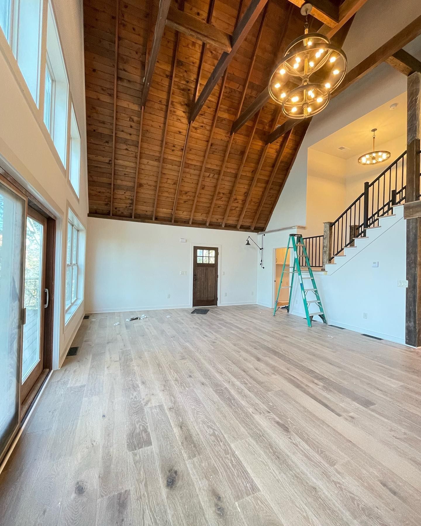 There is a ladder in the middle of the room.