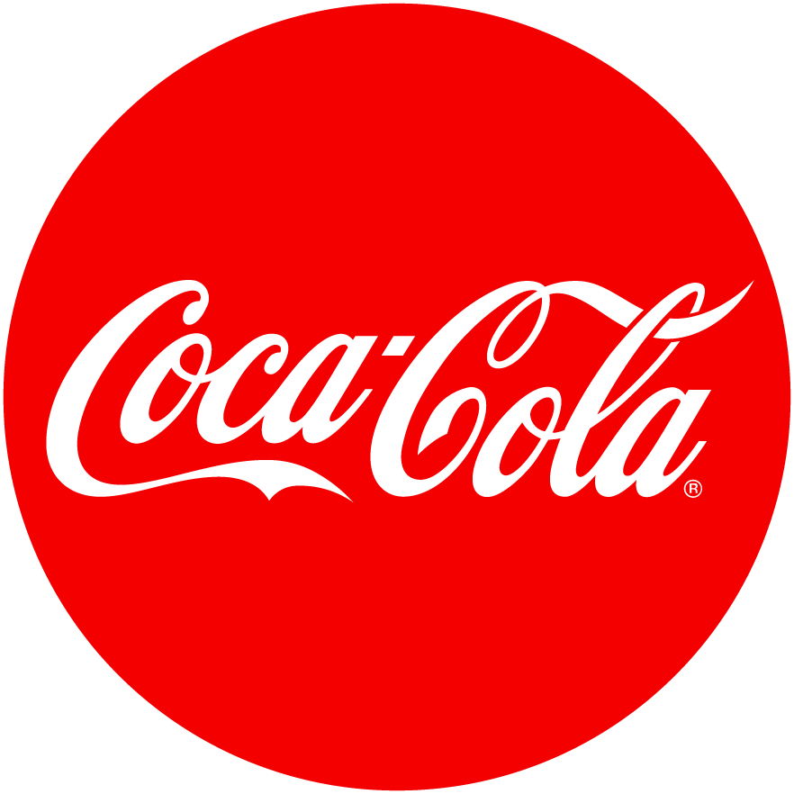 A red circle with the coca cola logo on it