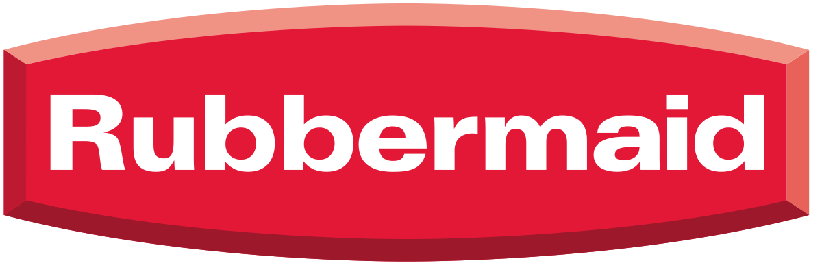 A red rubbermaid logo on a white background.