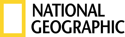 The national geographic logo is yellow and black with a yellow border.