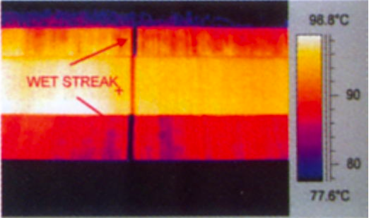 A picture of a wet streak and a temperature graph