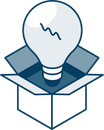 A light bulb is coming out of a box.