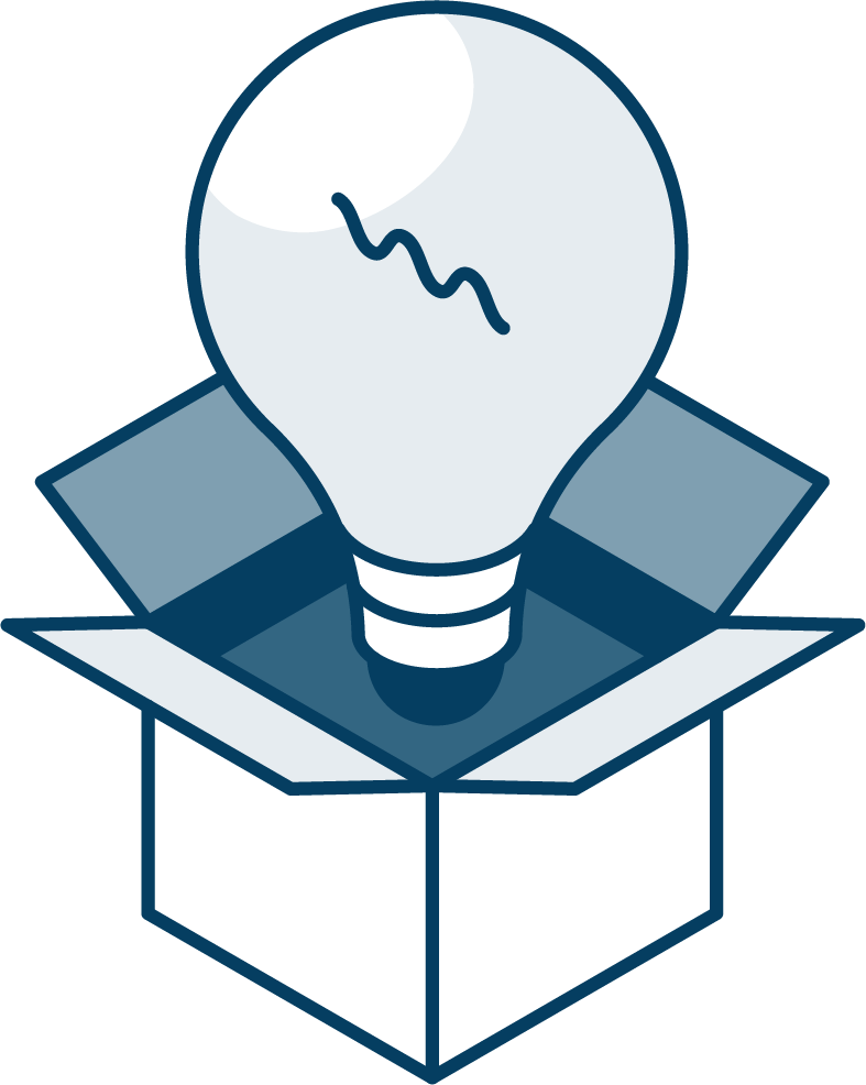 A light bulb is coming out of a box.