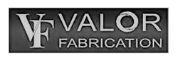 A black and white logo for valor fabrication